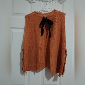 Orange Button Sweater Vest Women